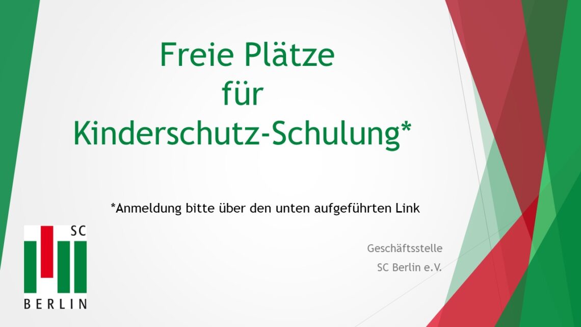 Anzeige Homepage Freie Plätz Kinderschutz Schulung SC Berlin